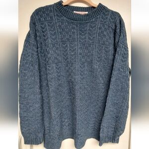 Vintage 80'-90's Clifton Place Knits Ltd Oversized Geometric Knit Blue Sweater